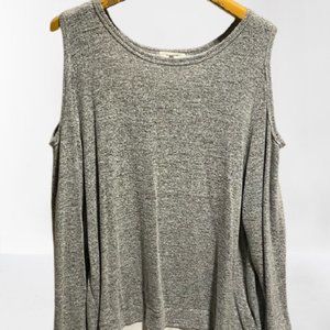 Cold shoulder sweater with sheer panel